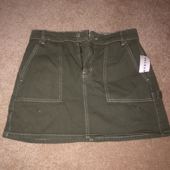 Navy Green Denim Skirt - Picture 1 of 2